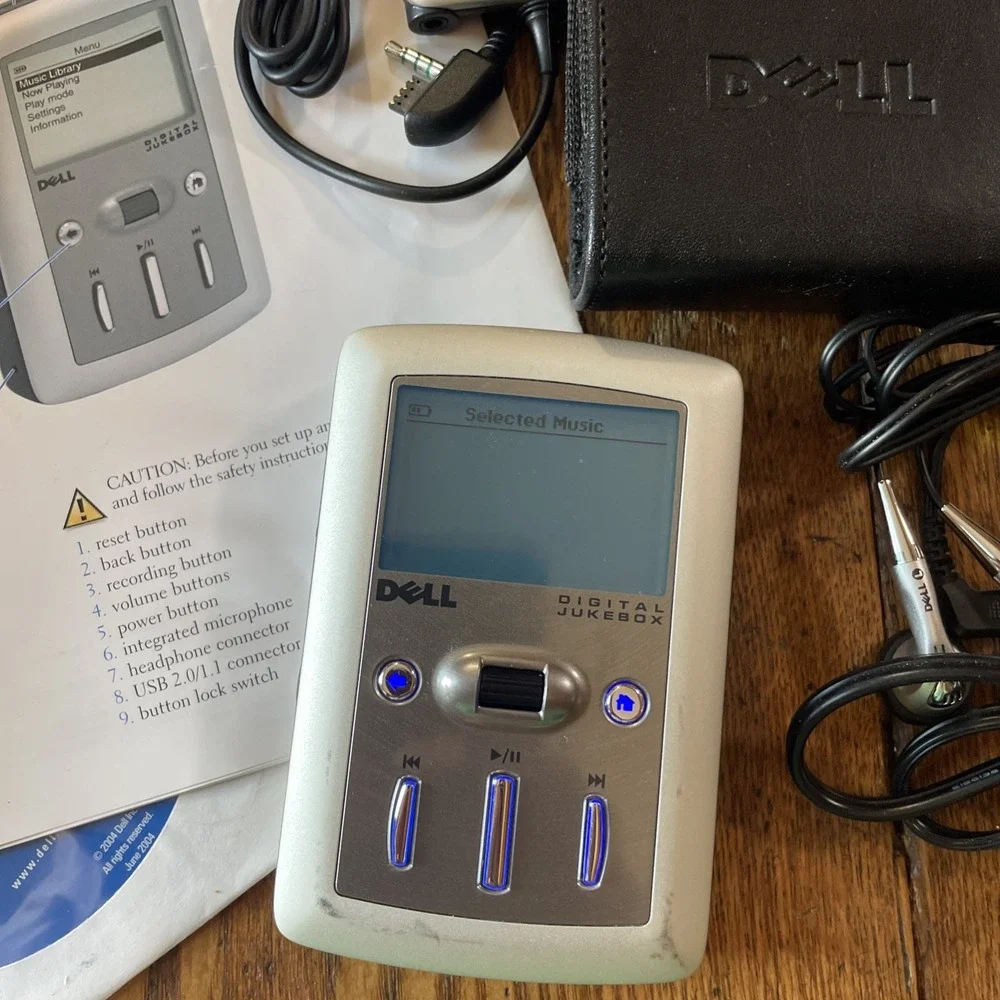 Dell Digital Jukebox Remote Leather Case Cords Manual Bundle